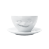 tasse à café nouveau visage clin d'oeil avec soucoupe tassen