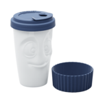 mug to go gobelet en porcelaine à emporter avec couvercle bleu marine et manchon TPE
