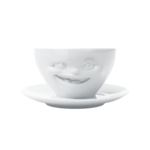 tasse à café nouveau visage clin doeil avec soucoupe tassen