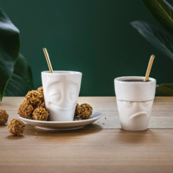 Set De 4 Tasses Expresso 100ml Avec Soucoupes Et Support – Céramique, Lave-vaisselle, Design Empilable, Noir