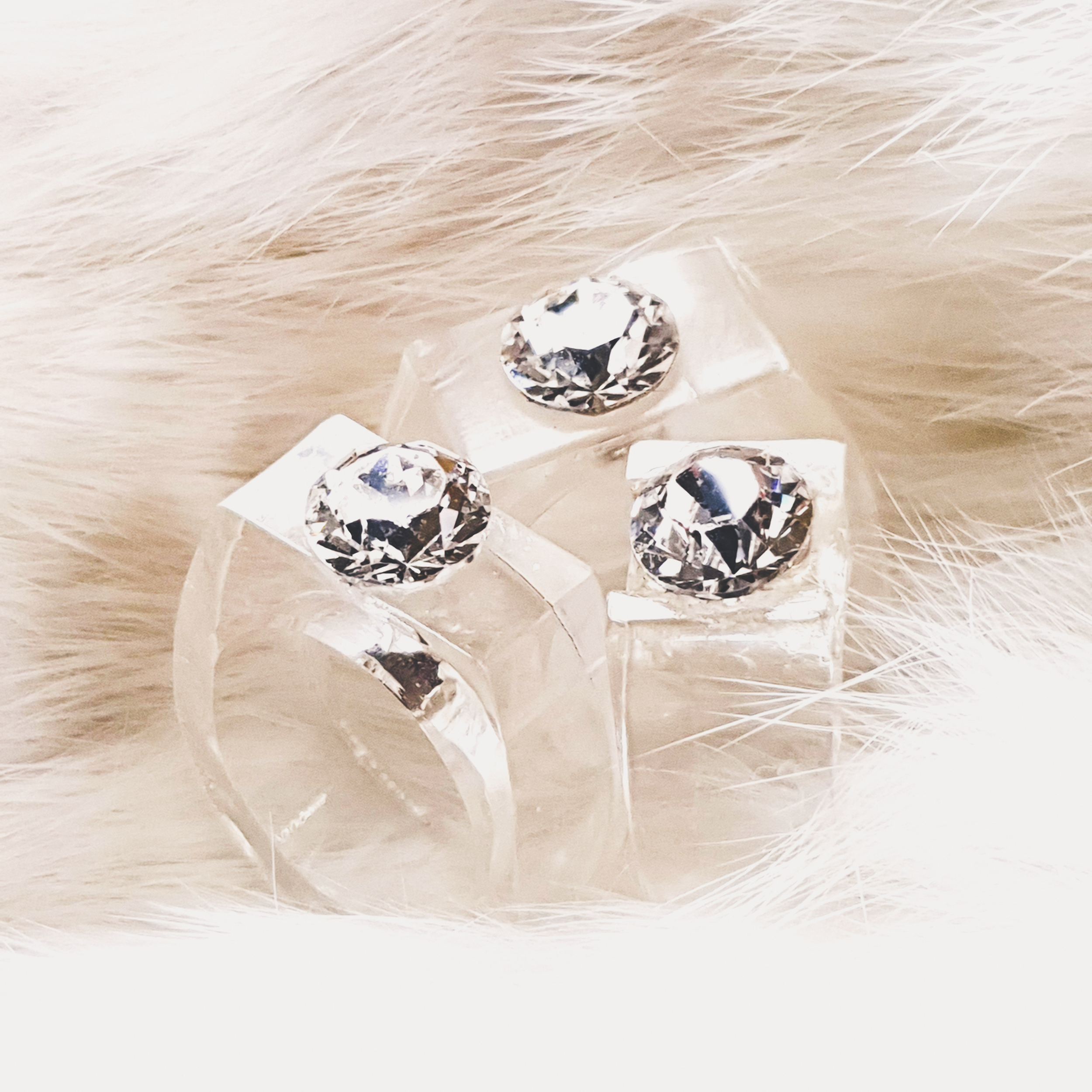 3 bagues cristal diamant