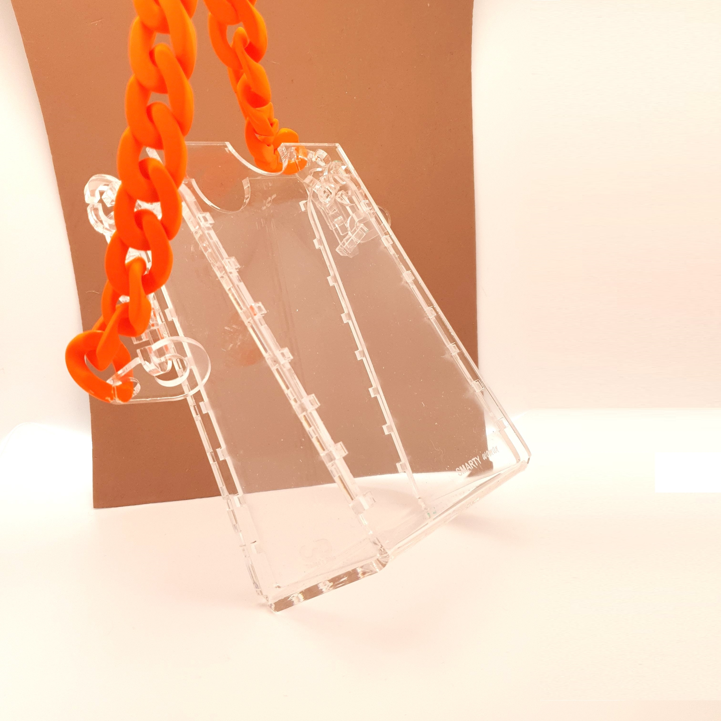smarty woman bag clear chaine orange
