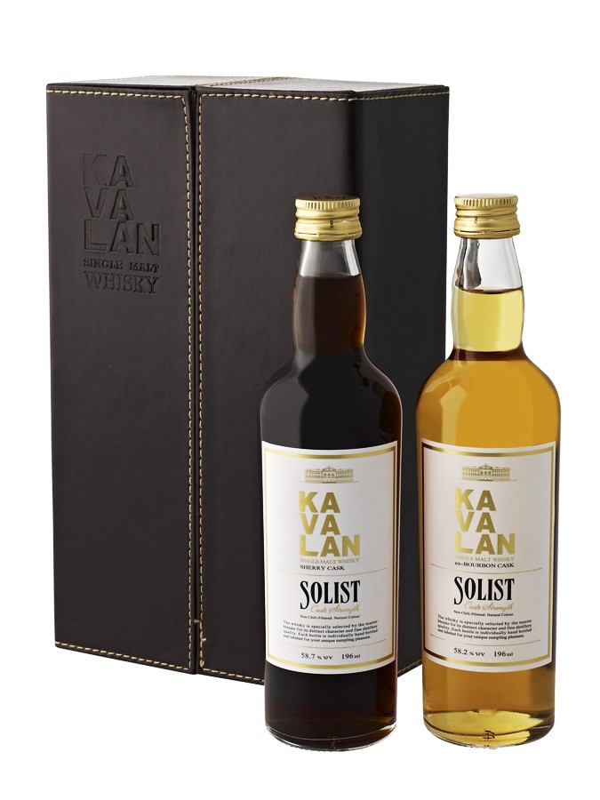 KAVALAN Solist Bourbon & Sherry Coffret en Cuir 2 x 196 ml 57%