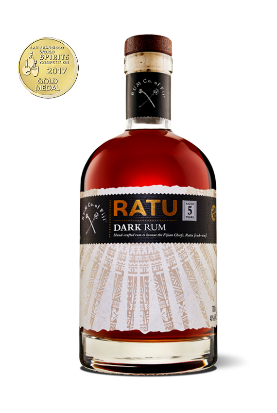 RATU Dark Rum 40 % | Filtré au charbon de Noix de Coco | Rhum des Îles Fidji