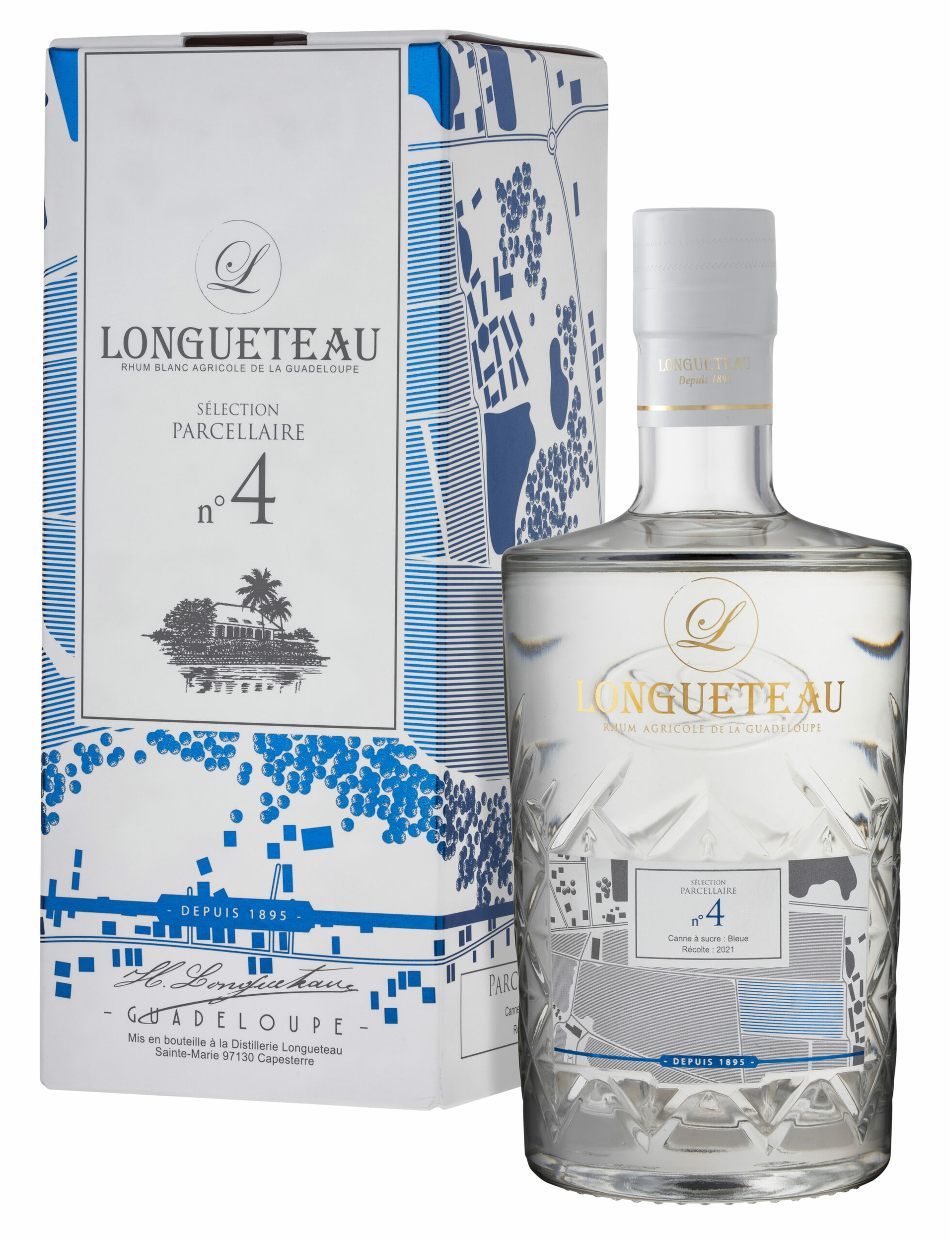 LONGUETEAU Sélection Parcellaire N°4 55 % Millésime 2021 Rhum Agricole de la Guadeloupe BOUTEILLE ETUI