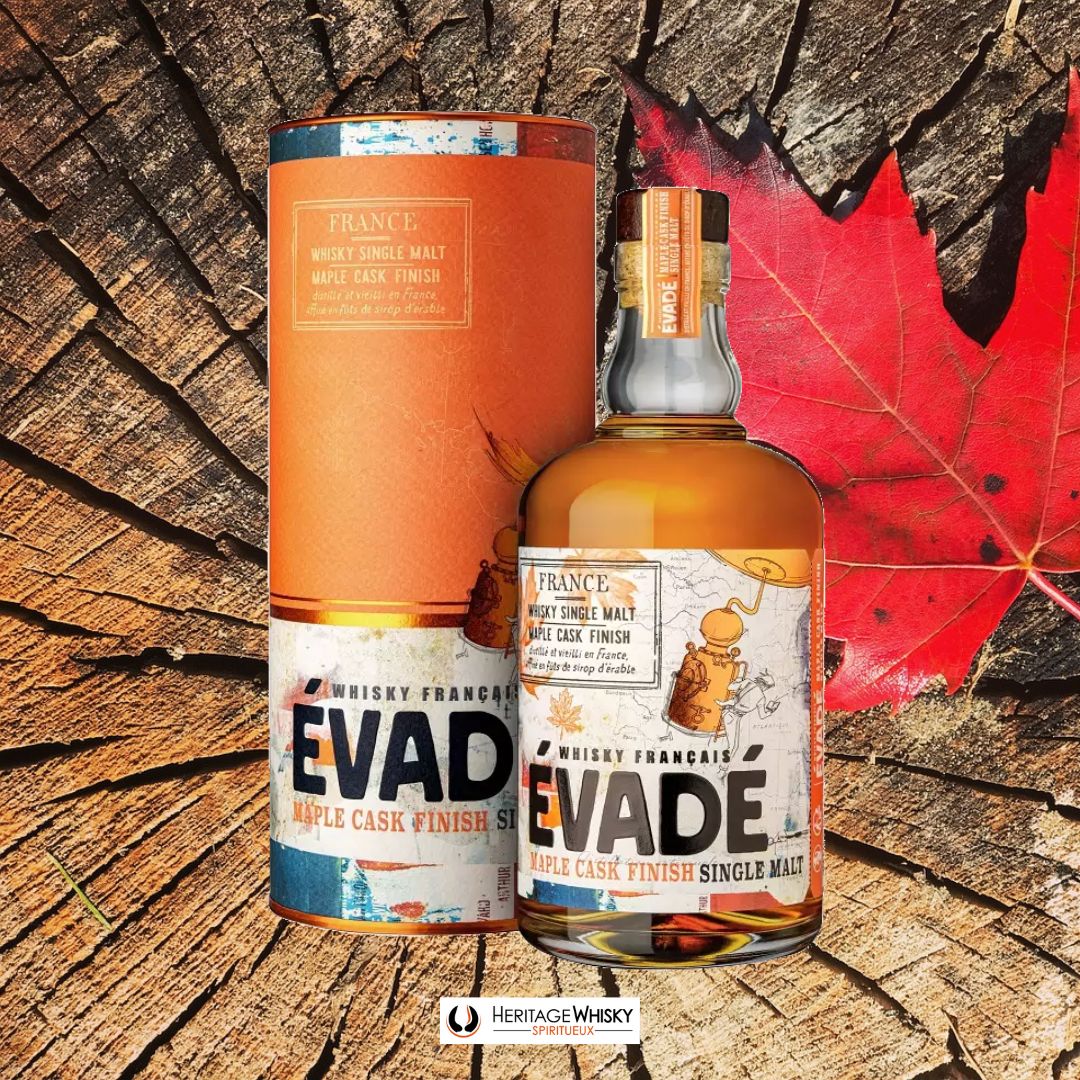 ÉVADÉ Maple Cask Finish 47 % | Affiné en fûts ayant contenu du Sirop d’Érable | Whisky Français