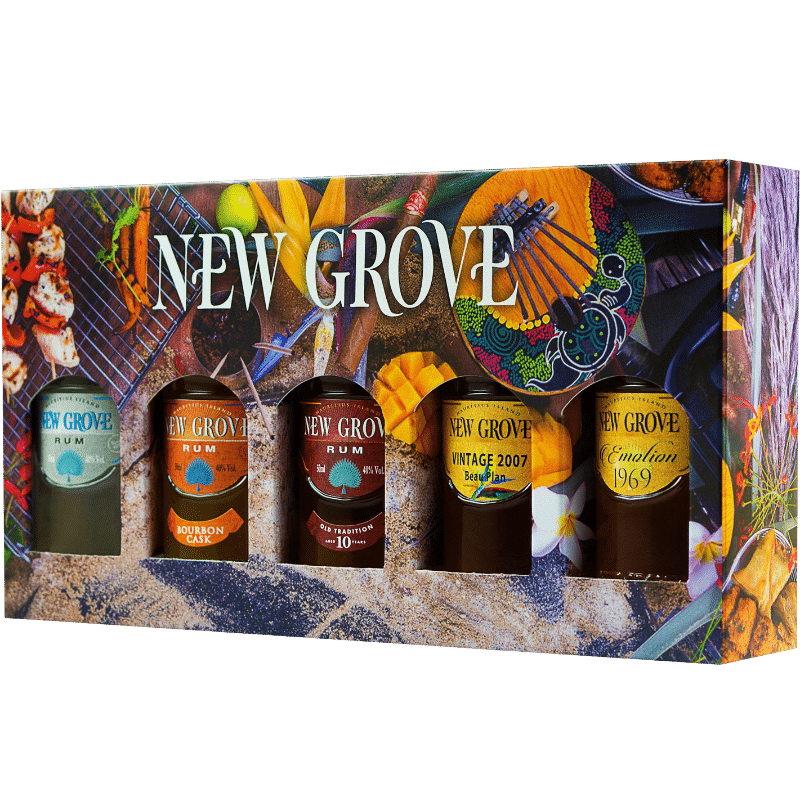 NEW GROVE Coffret Rhums | 5 Mignonnettes de 5cl | Rhum de l’Île Maurice