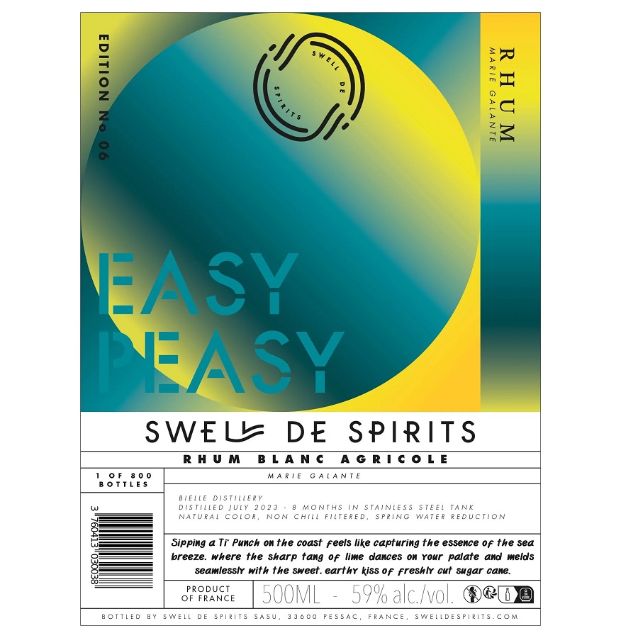 Rhum Bielle 2023 59,9 % | Swell de Spirits | Rhum Blanc Agricole de Marie-Galante en Édition Limitée