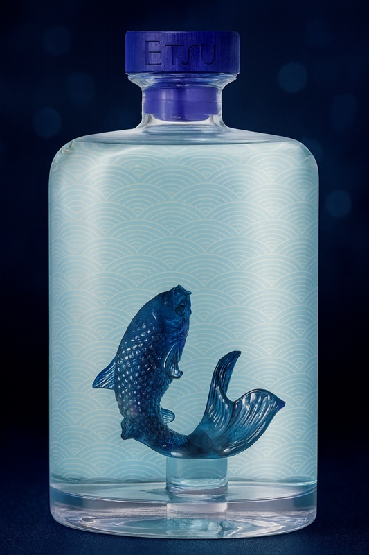 ETSU Pacific Ocean Water 45 % | Limited Edition - Carpe Koï en Verre Soufflé | Gin Japonais