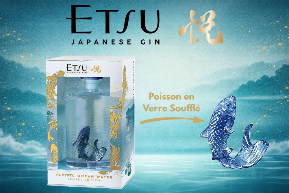ETSU Pacific Ocean Water 45 % | Limited Edition - Carpe Koï en Verre Soufflé | Gin Japonais