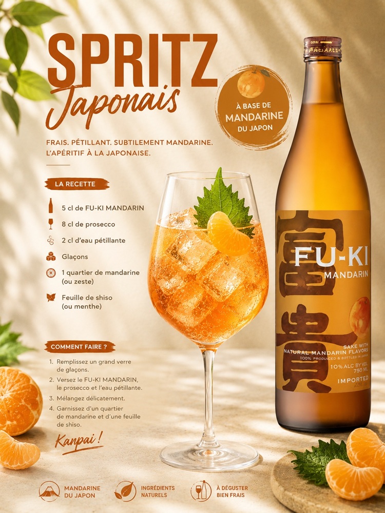 spritz japonais cocktail recette FU-KI Mandarin Sake