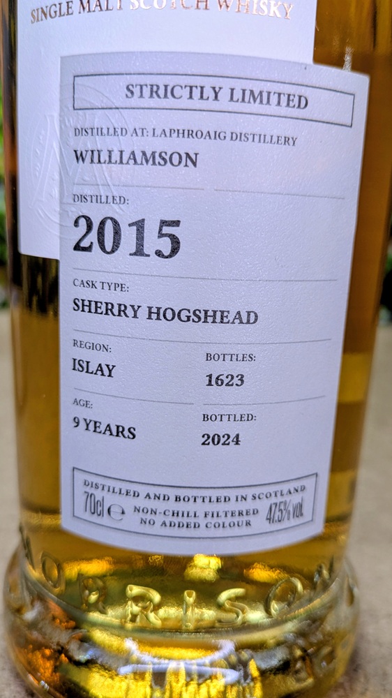 etiquette CÀRN MÒR Williamson 9 ans 2015 Sherry Hogshead 47.5% | Single Malt Whisky Écossais d’Islay