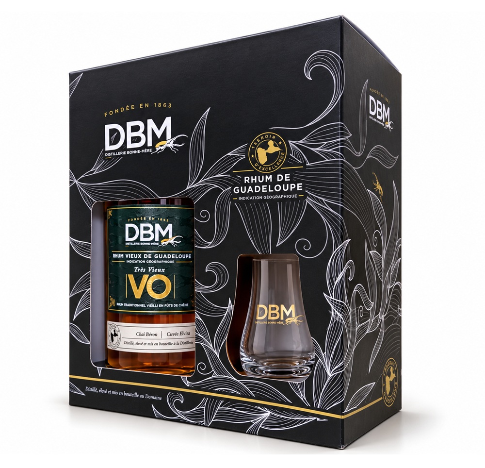 DBM VO 43 % | Coffret Rhum   2 Verres | Rhum Vieux de Guadeloupe