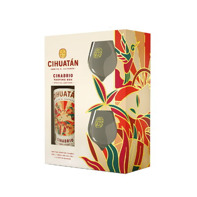 CIHUATÁN Cinabrio 12 ans 40 % | Coffret – 2 Verres de Dégustation | Rhum du Salvador
