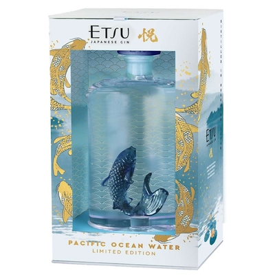ETSU Pacific Ocean Water 45 %  Limited Edition - Carpe Koï en Verre Soufflé  Gin Japonais