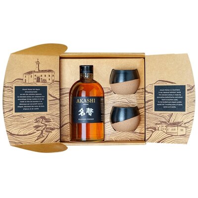 AKASHI Meïsei 40 % | Coffret Dégustation - 2 verres en Porcelaine | Whisky Japonais