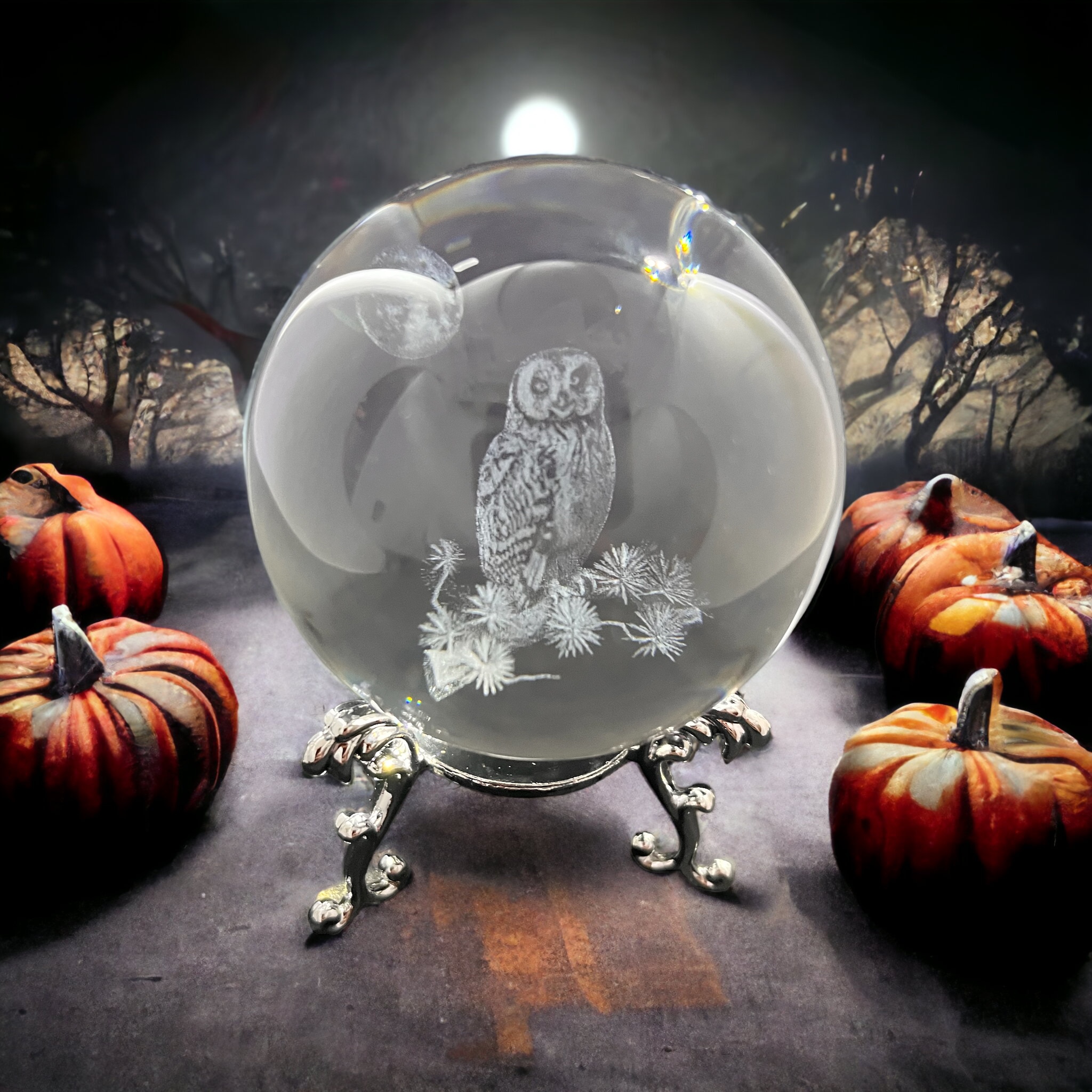 Boule De Cristal 6 Cm Avec Support En Verre - Décoration, Divination, Accessoire Photo