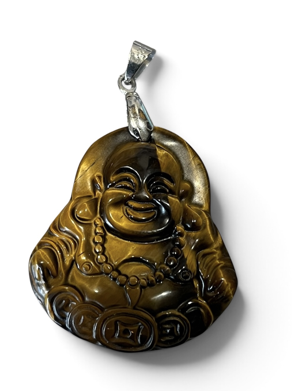 Pendentif bouddha rieur en œil de tigre