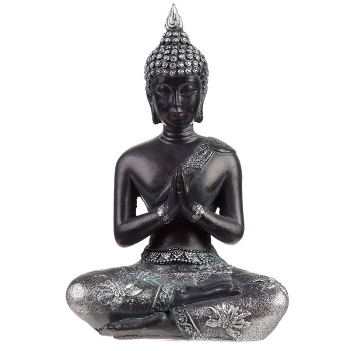statuette bouddha noir et argenté
