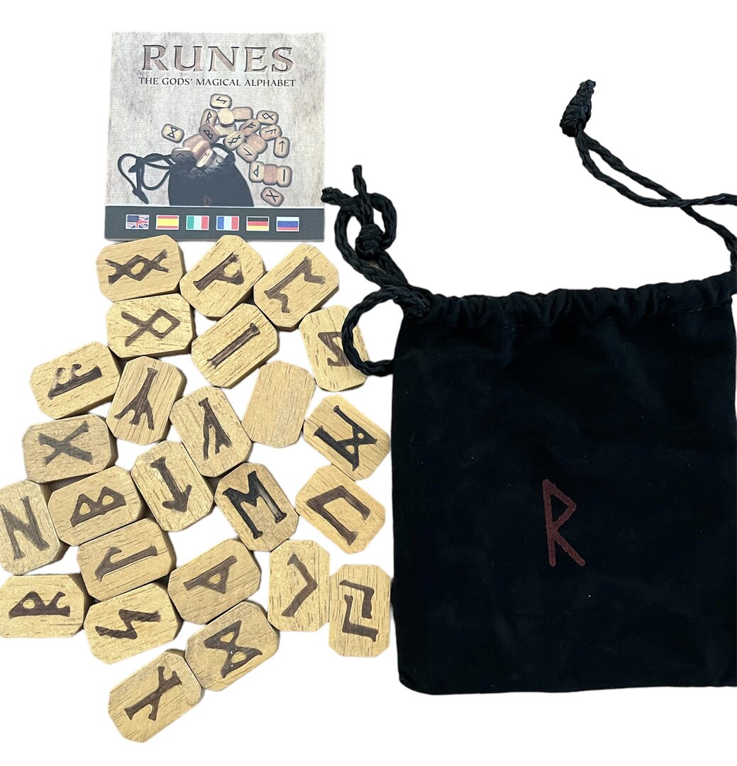 Jeu De Runes Divinatoires En Bois - 24 Pièces + Sac De Rangement - Pour Méditation, Divination, Décoration - 11