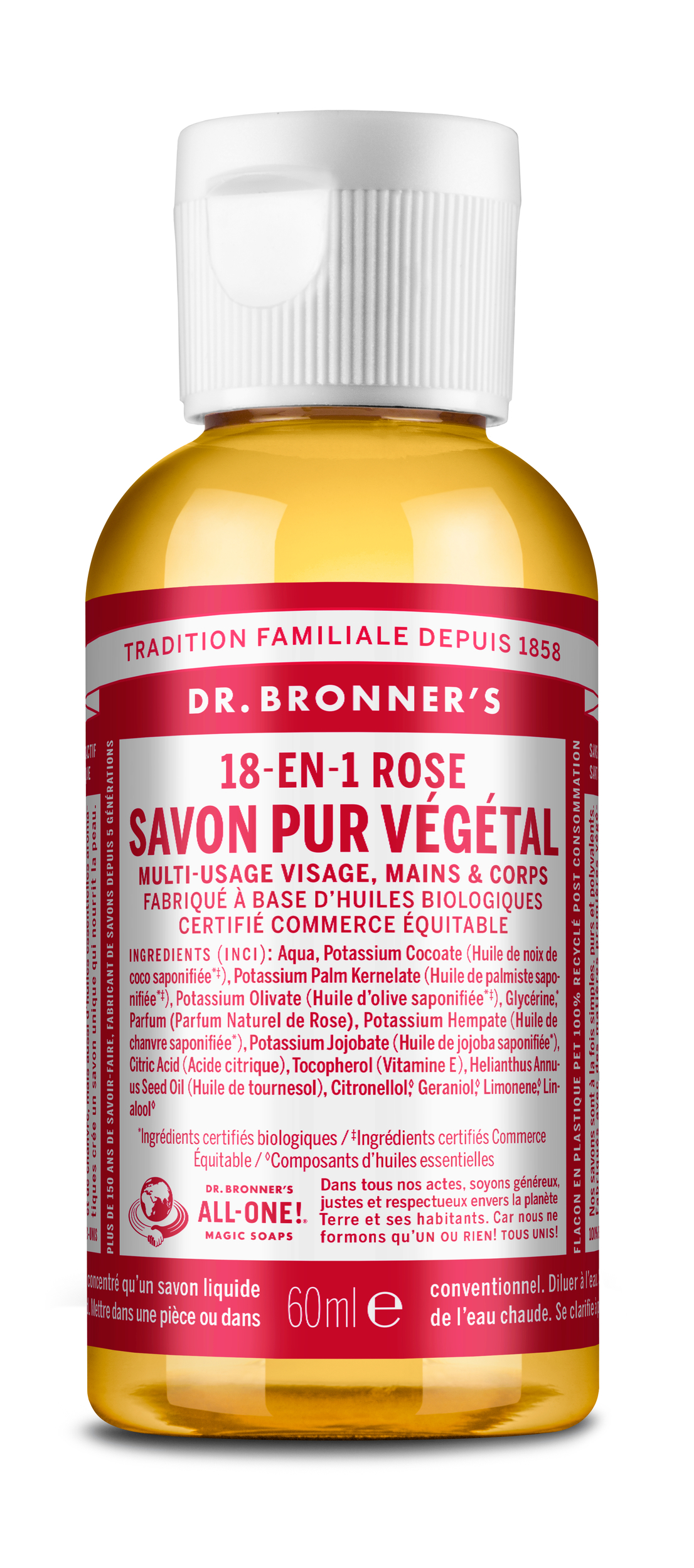 savon liquide vegan dr bronners à la rose veganame