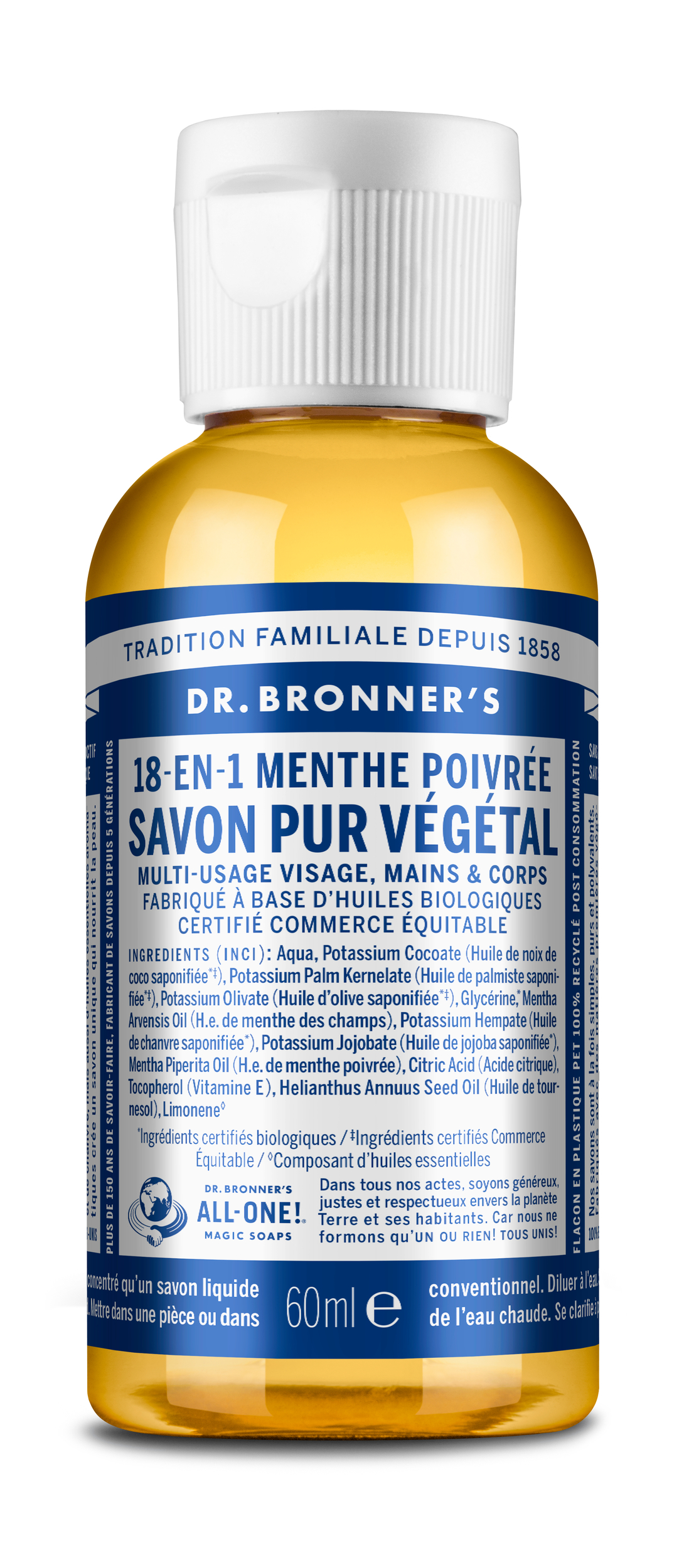 Savon liquide - Menthe 60ml - DR BRONNER\'S