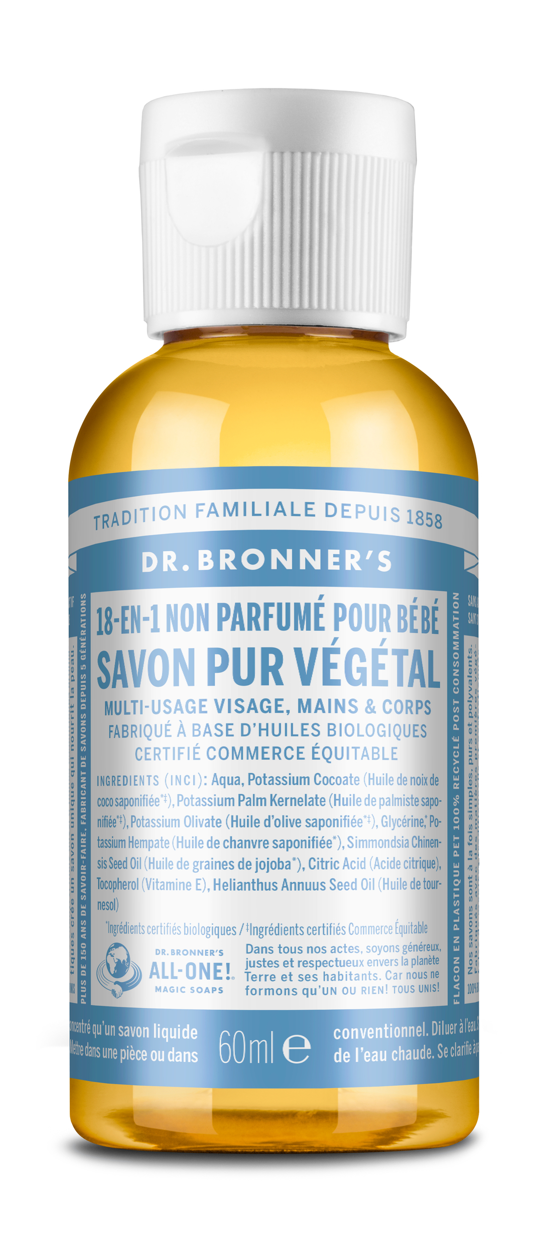 Savon liquide - Neutre sans parfum 60ml - DR BRONNER\'S