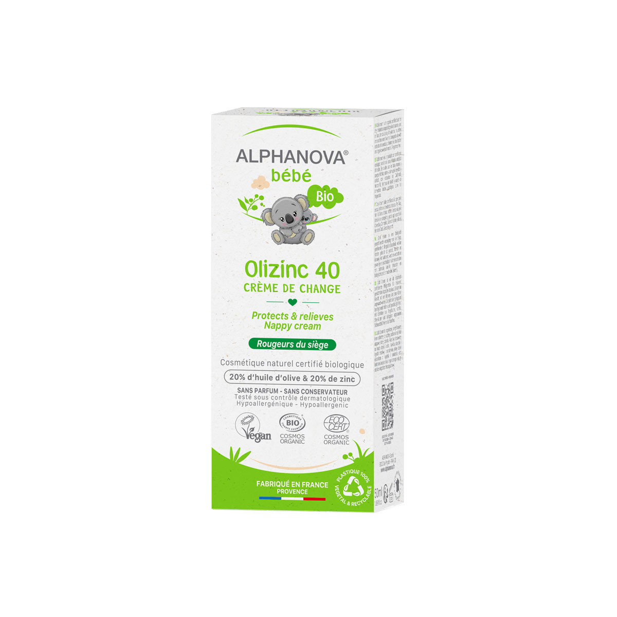 Crème pour le change bébé - Bio - Olizinc40 - 50ml - ALPHANOVA