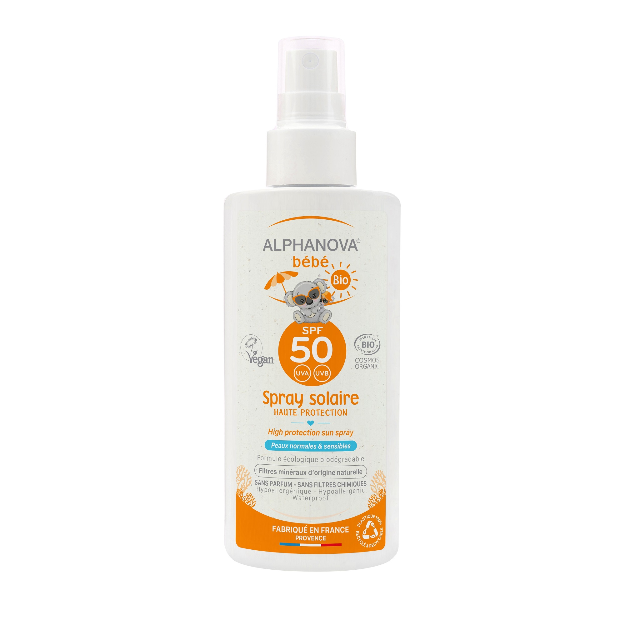 Spray crème solaire bébé - BIO - SPF50 - 125g - ALPHANOVA