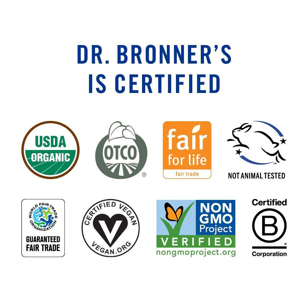 toutes les certifications dr bronners-vegan âme
