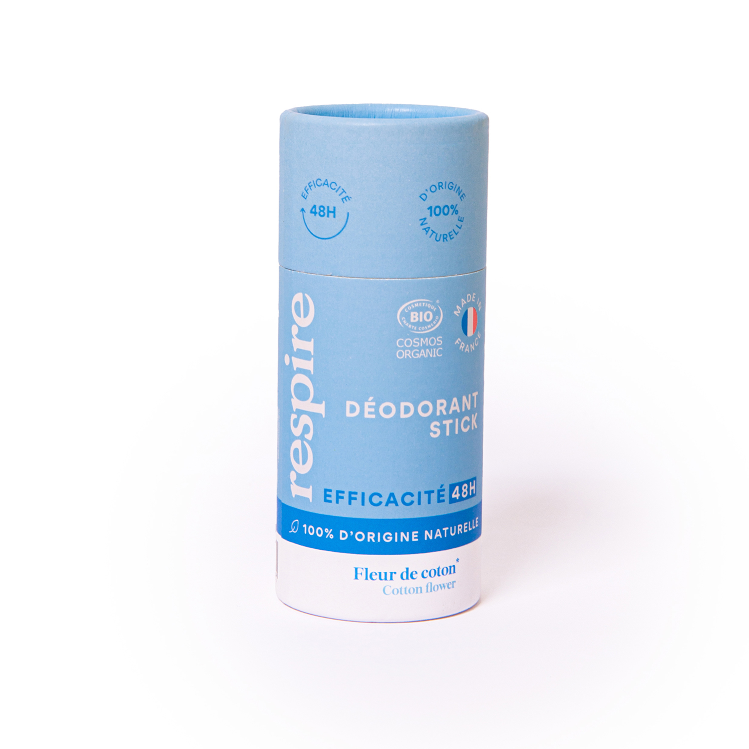Déodorant stick solide - BIO et naturel - Efficace 48h - Fleur de coton - RESPIRE