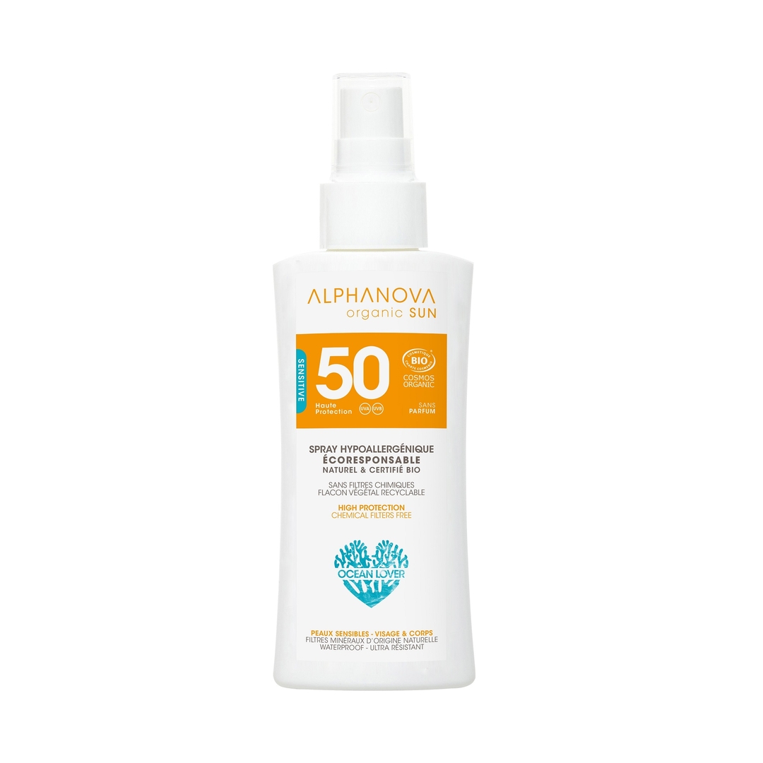Spray crème solaire - BIO - Hypoallergénique - SPF50 - 90g - ALPHANOVA
