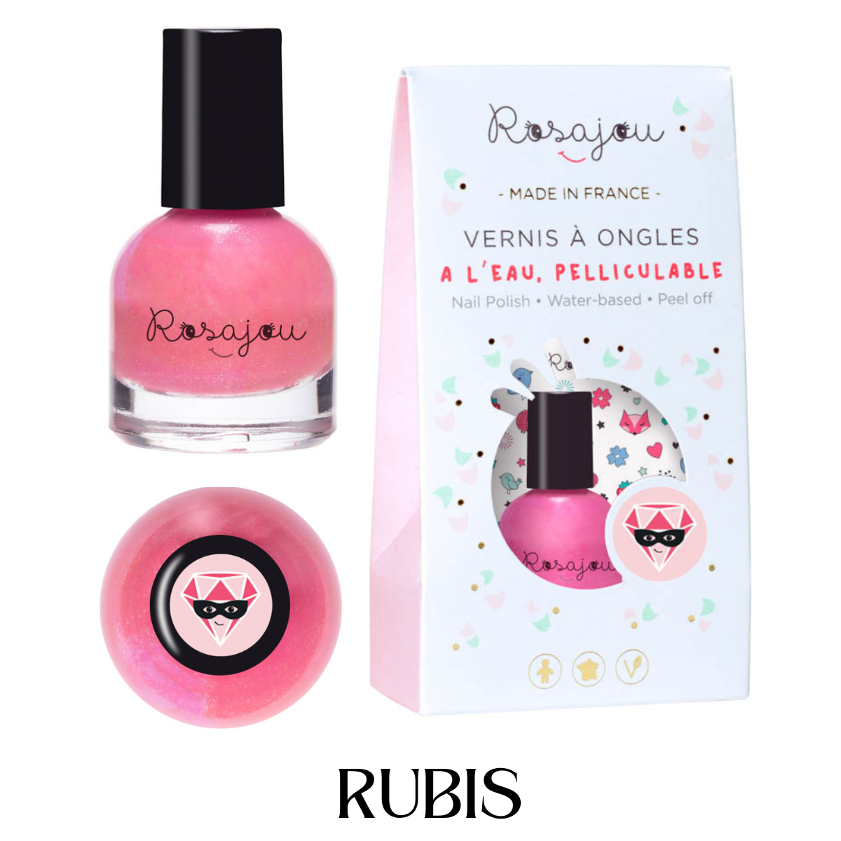 vernis à ongle à leau-pélliculable-petite fille- rose rubis- rosajou-vegan âme