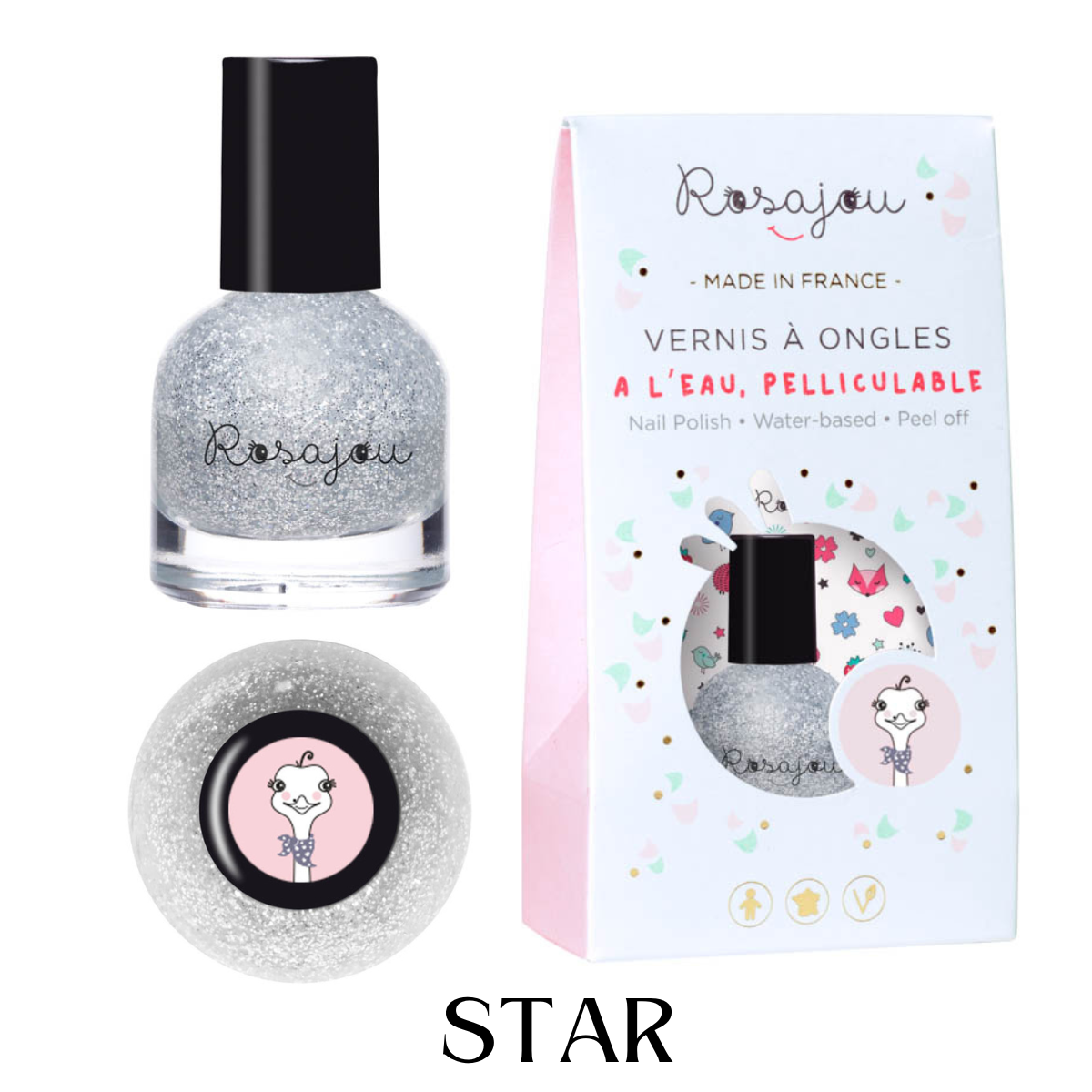 ROSAJOU - Vernis à Ongles à l'eau - Pélliculable & Vegan - Enfant