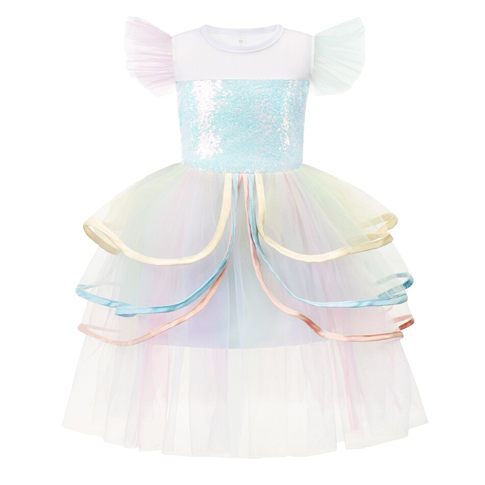 Robe-de-princesse-licorne-pour-petite-fille-Tutu-paillettes-l-gante-Costumes-de-f-te-pour