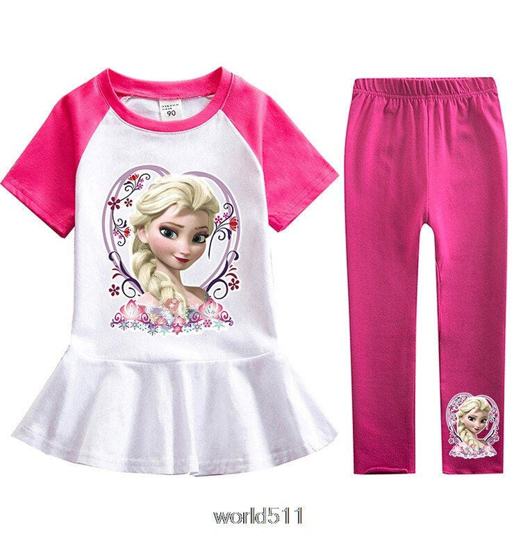 Robe-t-shirt-manches-courtes-pour-filles-Leggings-et-pantalons-la-mode-pour-enfants-v-tements