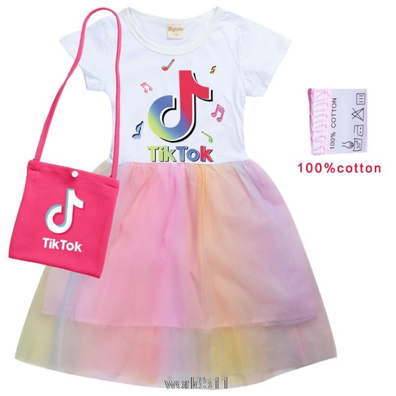 Robe-de-princesse-arc-en-ciel-pour-enfants-tenue-de-f-te-d-anniversaire-avec-sac