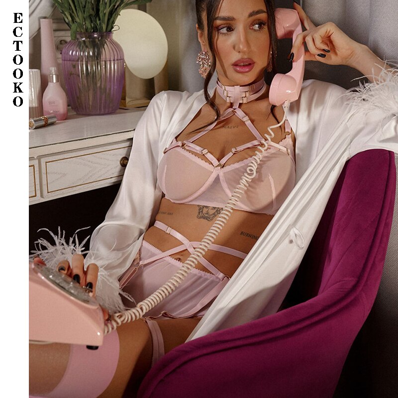 ECTOOKO-ensemble-de-Lingerie-Sexy-5-pi-ces-sous-v-tements-transparents-fantaisie-soutien-gorge-rotique