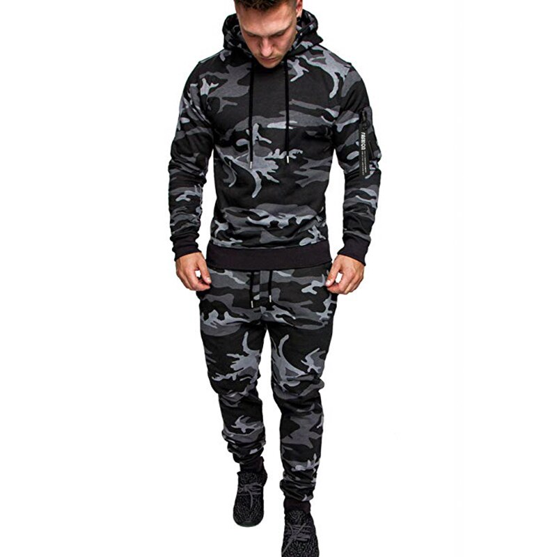 Pour-Homme-Surv-tement-style-Militaire-Ensemble-Pantalon-et-Veste-Capuche-Motifs-Camouflage-Met-en-Valeur