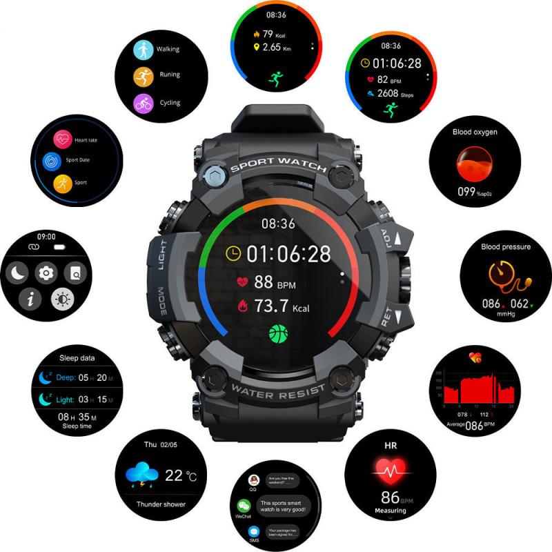 Montre-connect-e-ATTACK-pour-hommes-cran-tactile-IPS-de-1-28-pouces-moniteur-d-activit