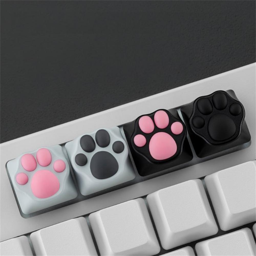 Capuchons-de-touches-de-clavier-en-alliage-d-aluminium-et-Silicone-griffes-de-chat-rose-ours