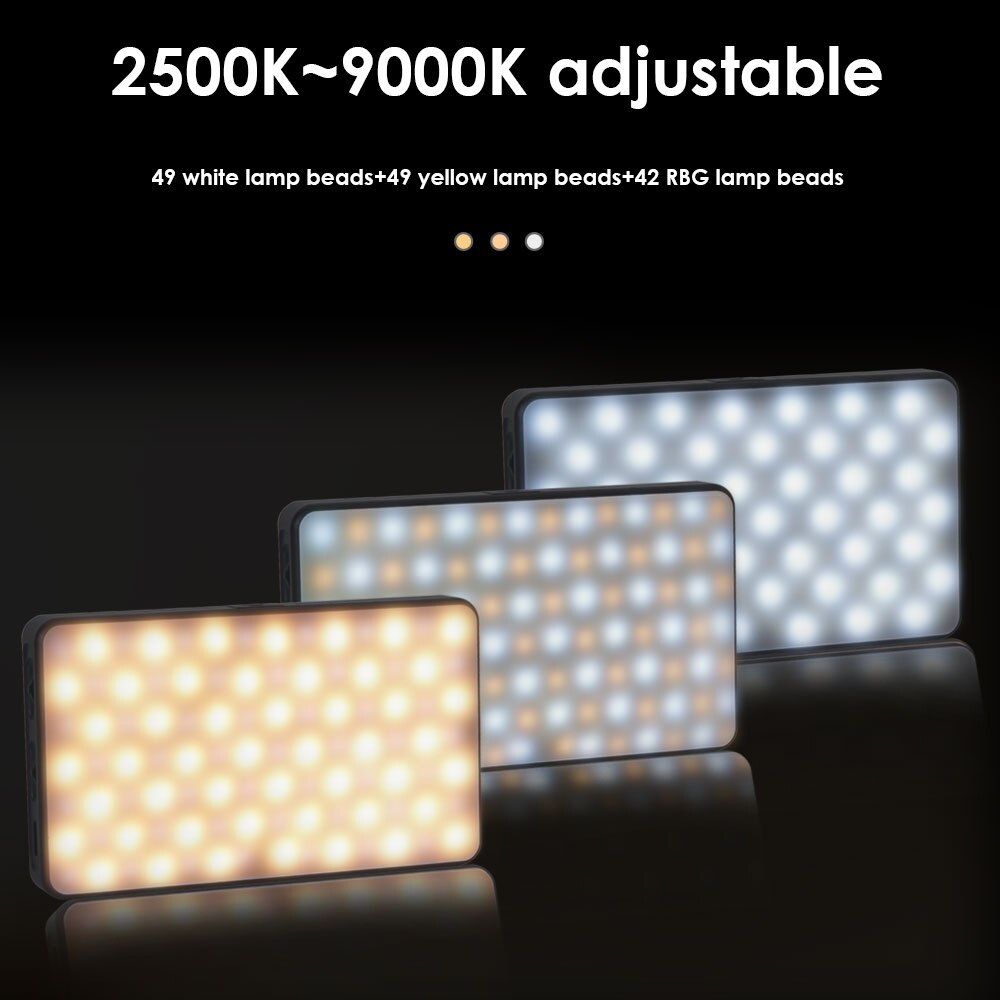 Lampe-de-Studio-vid-o-LED-W140RGB-pleine-couleur-Rechargeable-3100mAh-intensit-variable-2500-9000K