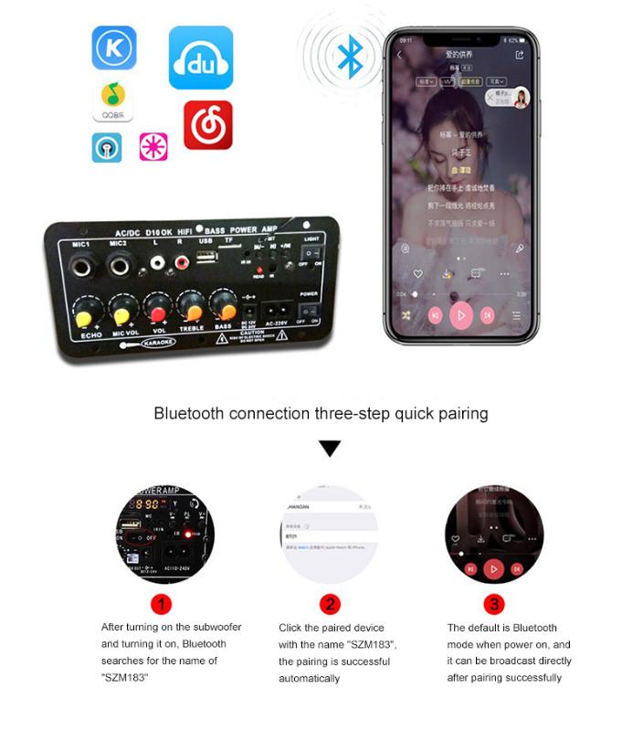 Amplificateur-num-rique-st-r-o-Bluetooth-panneau-Subwoofer-double-micro-karaok-maison-voiture-haut-parleur