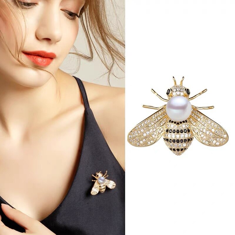 Broche-crois-e-en-forme-d-abeille-en-mail-perle-de-dessin-anim-Anti-mauvais-fonctionnement