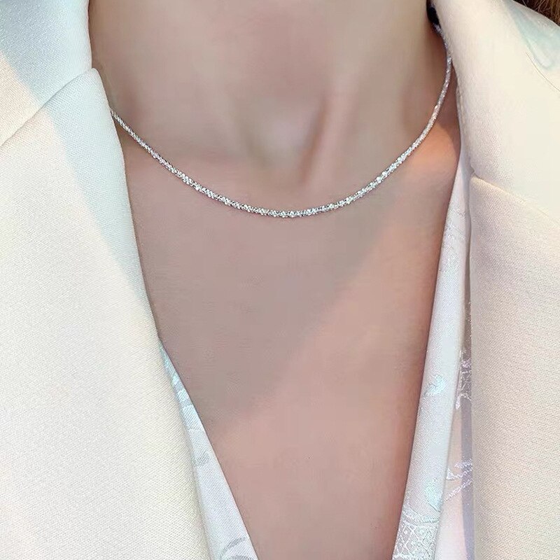 Cha-ne-de-clavicule-scintillante-Simple-cha-ne-unie-Hipster-v-tements-collier-bijoux-la-mode