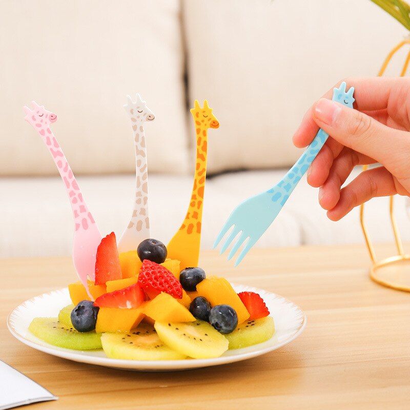 Fourchette-fruits-girafe-12-pi-ces-ensemble-de-vaisselle-en-plastique-pour-enfants-vaisselle-cr-ative