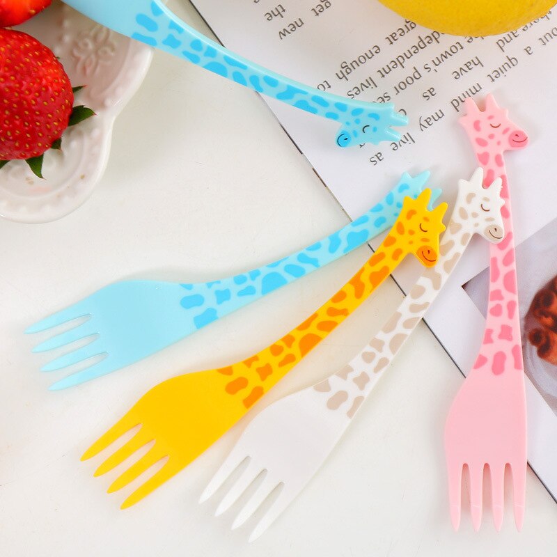 Fourchette-fruits-girafe-12-pi-ces-ensemble-de-vaisselle-en-plastique-pour-enfants-vaisselle-cr-ative