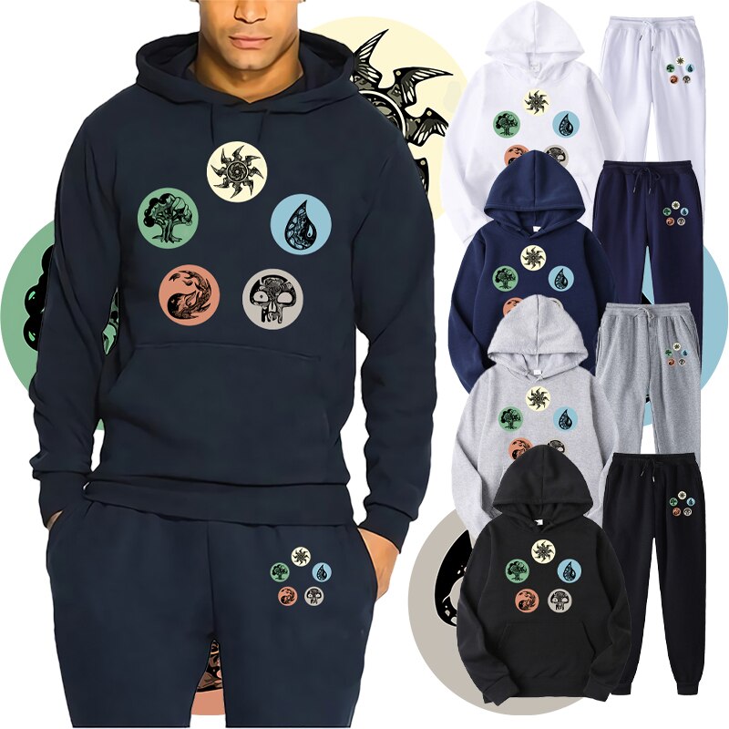 Ensemble-sweat-shirt-capuche-et-pantalon-pour-homme-Streetwear-couleur-unie-Design-magique-la-collecte