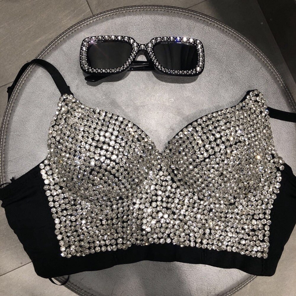 Soutien-gorge-Bustier-court-grande-taille-fait-la-main-perles-de-diamant-bijoux-Sexy-haut-bretelles