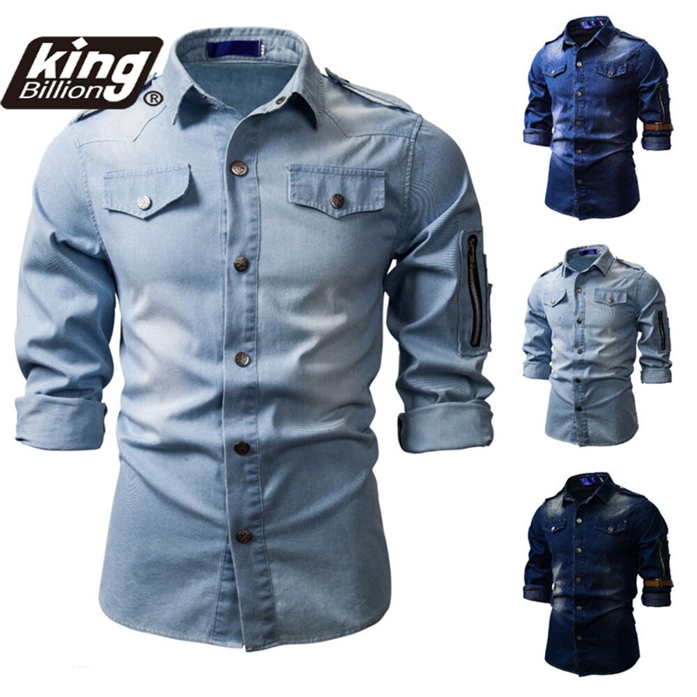 Chemise-en-Denim-manches-longues-pour-homme-en-coton-de-haute-qualit-d-contract-e-la